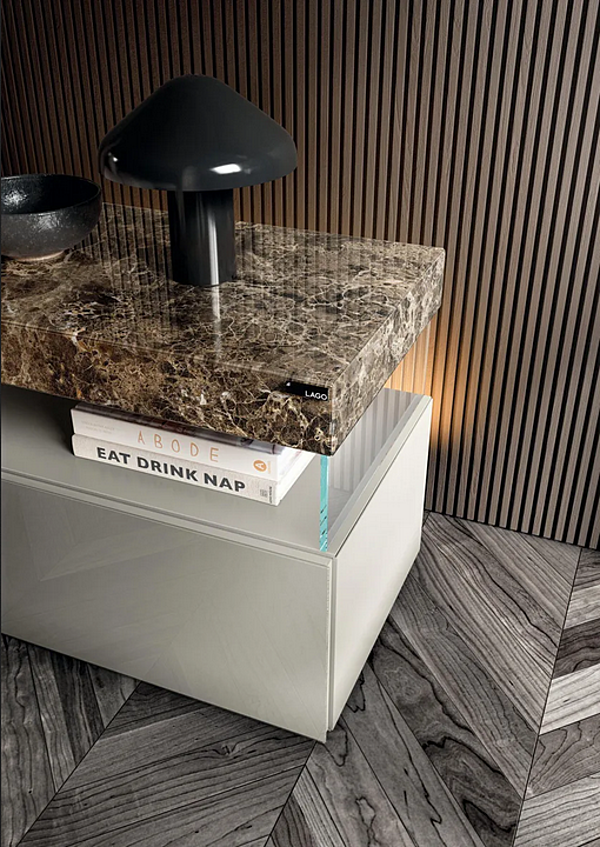 Rectangular glass bedside table with drawers LAGO Air 2681 2681 factory LAGO from Italy. Foto №2