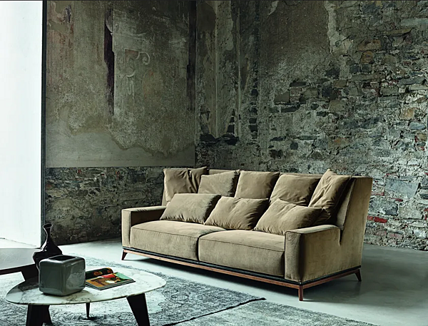 Three-seater sofa in leather or fabric VIBIEFFE Opera 430 factory VIBIEFFE from Italy. Foto №6