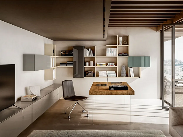 Sectional Floating Bookcase LAGO 1260 Home Office factory LAGO from Italy. Foto №1