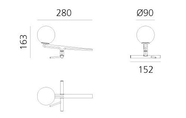 LED table lamp in brass and blown glass Artemide Yanzi 1101010A factory Artemide from Italy. Foto №5