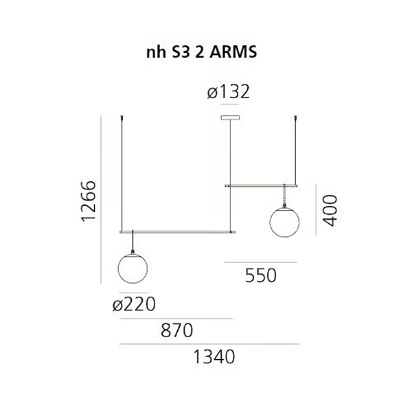 LED pendant lamp made of blown glass Artemide NH S 1282010A, 1278010A, 1279010A factory Artemide from Italy. Foto №9