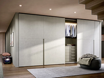 Wardrobe with coplanar doors in wood NOVAMOBILI Picture Collection factory NOVAMOBILI from Italy
