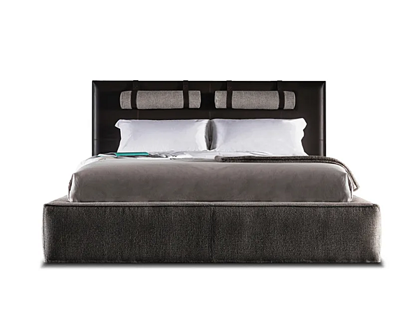 Storage bed with upholstered back in fabric or leather VIBIEFFE 5800 Tube factory VIBIEFFE from Italy. Foto №1