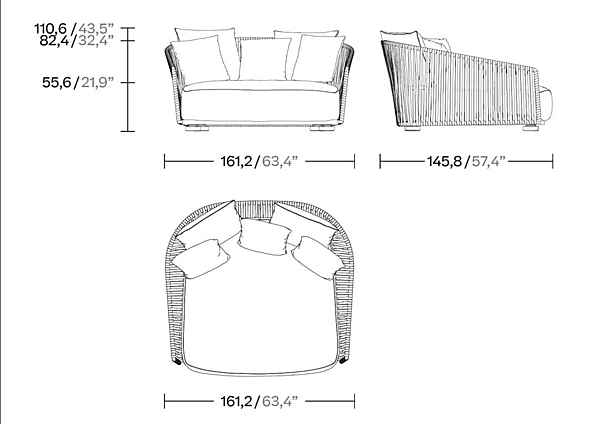Garden bed with upholstered back KETTAL Grand Bitta KS7003600 factory KETTAL from Italy. Foto №3