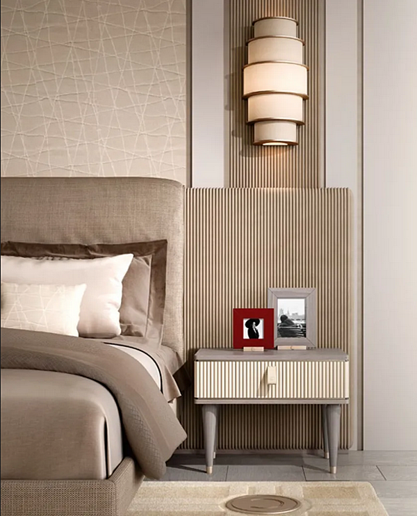 Wood veneer bedside table with drawers CPRN HOMOOD Cocoon C309 factory CPRN HOMOOD from Italy. Foto №2