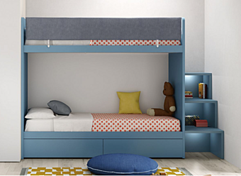 Bunk bed for kids with upholstered back Nidi Ergo factory nidi from Italy
