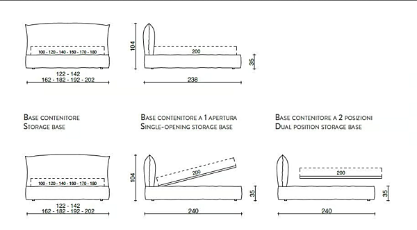 Upholstered double bed with soft backrest Duomo Design Orion factory Duomo Design from Italy. Foto №3