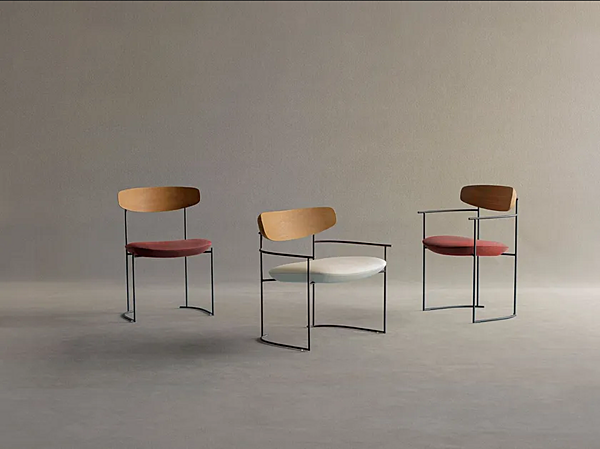 Sled Base Garden Chair with Upholstered Back Potocco Keel 922 Out 922-OUT factory POTOCCO from Italy. Foto №5