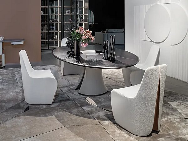 Oval walnut living room table GIORGETTI Enso factory GIORGETTI from Italy. Foto №4