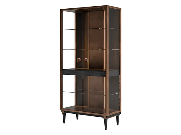 Wood and glass display cabinet with integrated lighting CPRN HOMOOD Sesto Senso S524 factory CPRN HOMOOD from Italy. Foto №1