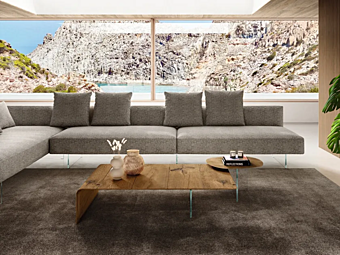 Rectangular wood and glass coffee table LAGO Lean Rectangular wood and glass coffee table LAGO Lean factory LAGO from Italy