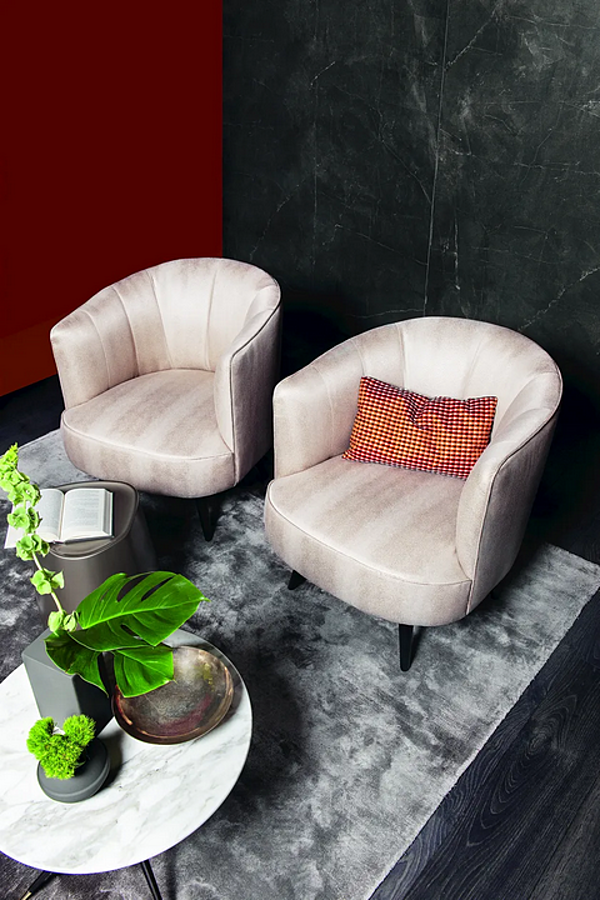 Swivel armchair in leather or fabric VIBIEFFE 1650 Cordi factory VIBIEFFE from Italy. Foto №8