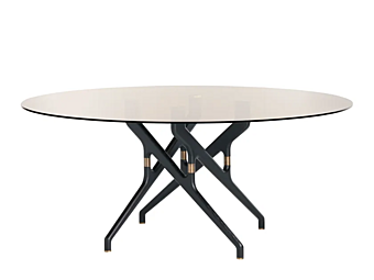 Round wood and glass dining table Potocco Torso 837 T4 837/T4 factory POTOCCO from Italy