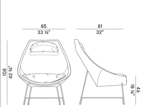 Leather armchair with headrest Potocco Cut 910 PL 910/PL factory POTOCCO from Italy. Foto №3
