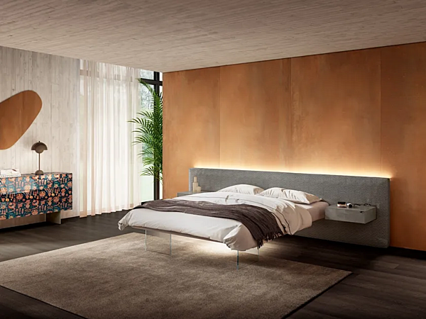 Fabric bed with integrated nightstands LAGO Air 1505 factory LAGO from Italy. Foto №1