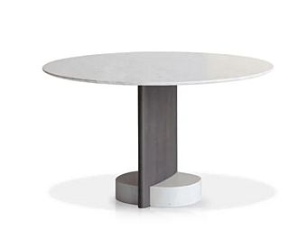 Round Carrara Marble and Ash Table Potocco SYN 956 TC 956/TC
