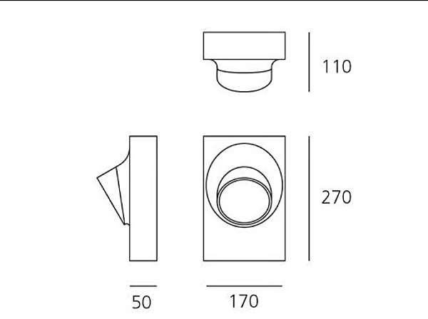 Aluminium outdoor wall lamp Ciclope Artemide T081220, T081200, T081210 factory Artemide from Italy. Foto №7