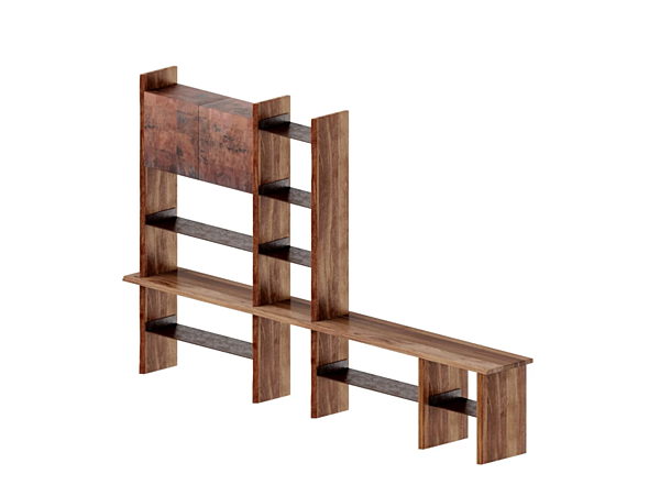 Sectional walnut bookcase Capanna S 153 DALE factory DALE from Italy. Foto №1