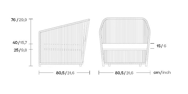 Upholstered fabric garden armchair with armrests KETTAL Bitta Lounge #7020045001 factory KETTAL from Italy. Foto №7