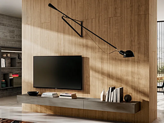 Wall mounted glass TV cabinet with drawers LAGO Materia 1042