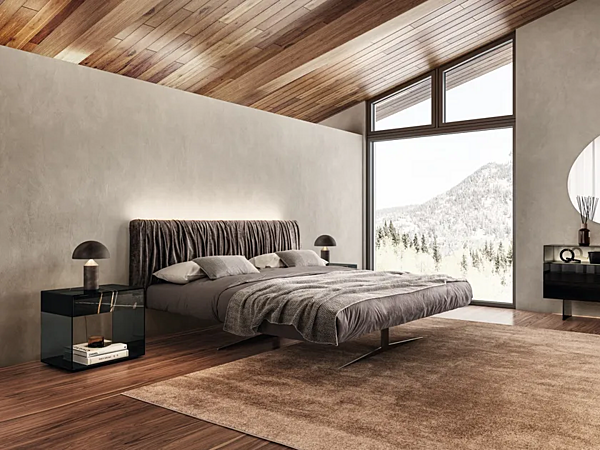 Double bed with upholstered headboard steel LAGO Replis factory LAGO from Italy. Foto №1