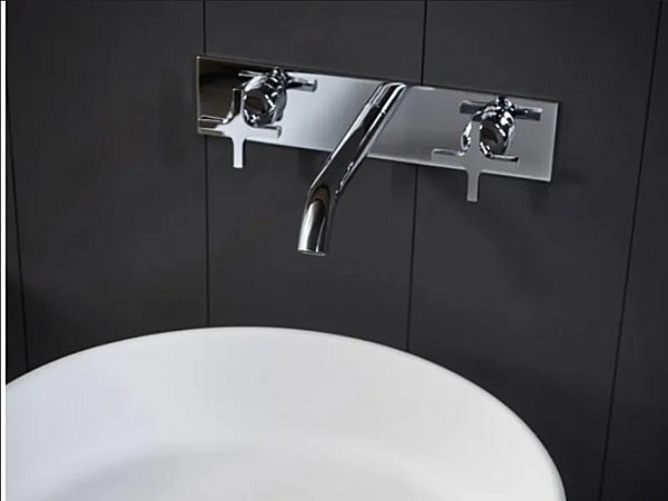 Wall Mounted Brass Washbasin Tap AGAPE Memory 3 Hole factory Agape from Italy. Foto №1