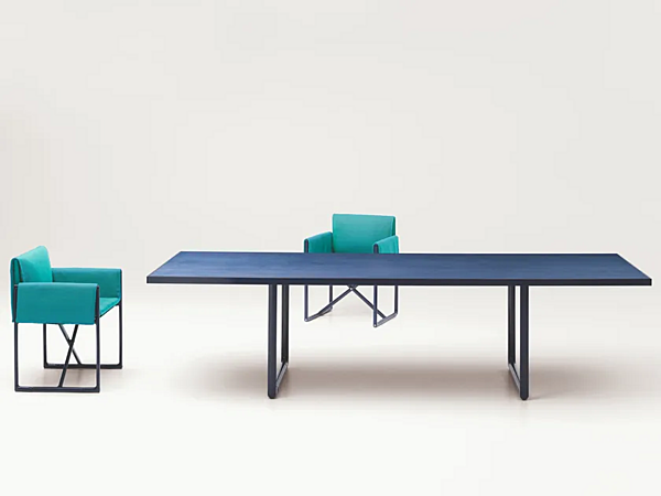 Rectangular dining table in aluminium and wood PAOLA LENTI Portofino factory PAOLA LENTI from Italy. Foto №1