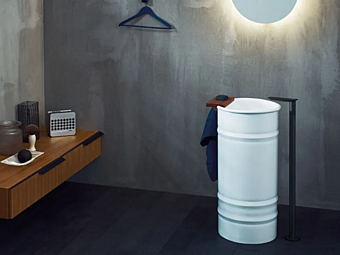 Freestanding round stainless steel washbasin AGAPE Vieques Freestanding round stainless steel washbasin AGAPE Vieques factory Agape from Italy