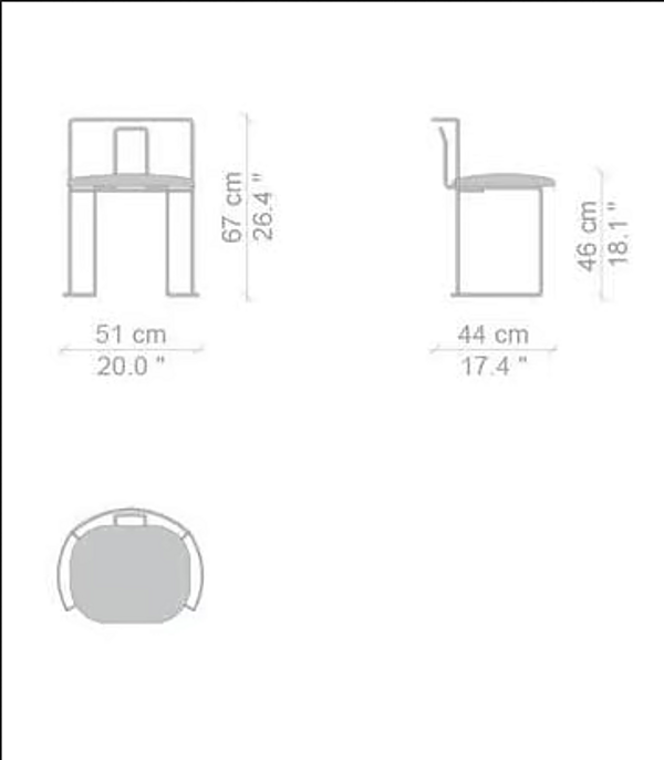 Stackable metal chair Gaja CASSINA factory CASSINA from Italy. Foto №2
