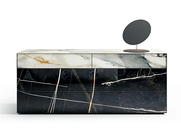 Marble Effect Glass Chest of Drawers LAGO Materia 2144 2144 factory LAGO from Italy. Foto №1
