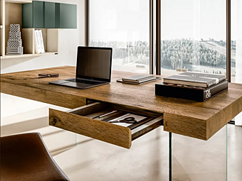 Writing desk in wood with glass top LAGO AIR DESK