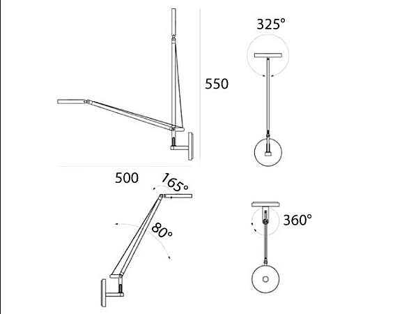 LED wall lamp with swing arm in aluminum Artemide Demetra Micro factory Artemide from Italy. Foto №5