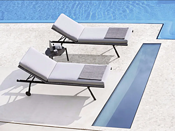 Recliner sun lounger with castors powder coated aluminium VARASCHIN Bahia 2260