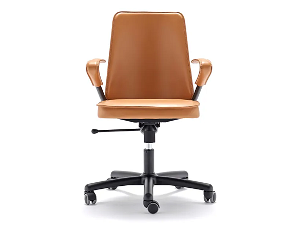 Height Adjustable Tanned Leather Office Chair with Armrests FASEM Luna LUNA ABW factory FASEM from Italy. Foto №3