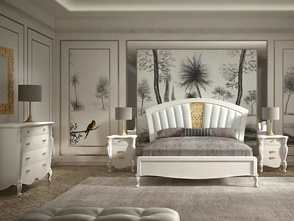 Upholstered wooden double bed with high backrest CASA +39 SMERALDO C22024 factory CASA +39 from Italy. Foto №2