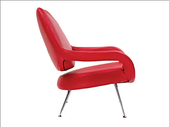 Armchair with armrests upholstered in leather POLTRONA FRAU DU 55 factory POLTRONA FRAU from Italy