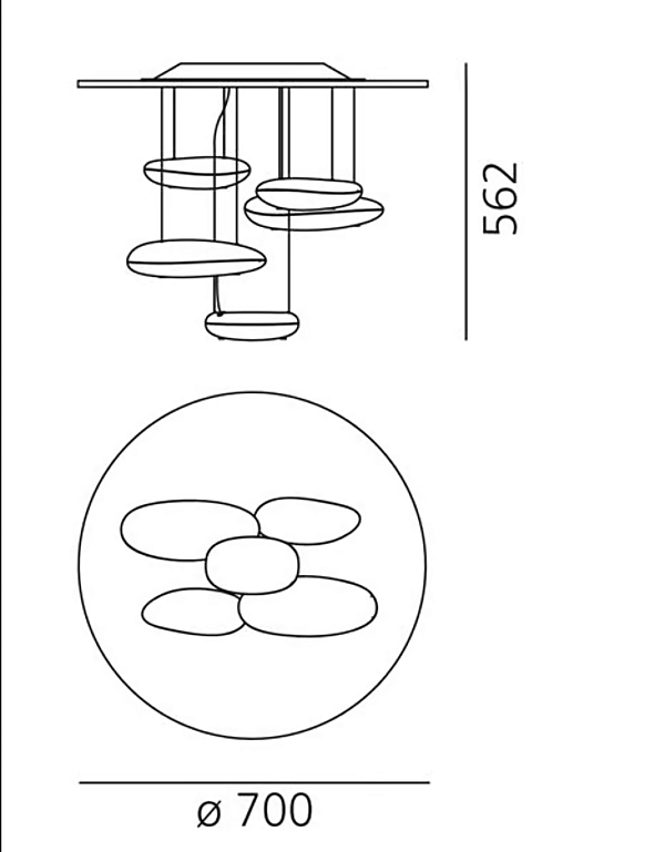 Ceiling Lamp Aluminium and ABS Artemide Mercury 1476W10A, 1476110A factory Artemide from Italy. Foto №2