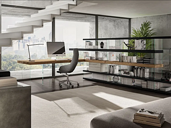 Sectional bookcase with secretary desk LAGO Air 1255 Sectional bookcase with secretary desk LAGO Air 1255 factory LAGO from Italy