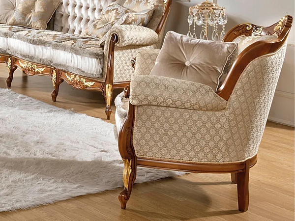 Armchair with fabric upholstery and armrests CASA +39 La Fenice 1806/1906 factory CASA +39 from Italy. Foto №3