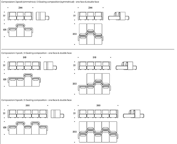 Modular fabric sofa with soft back Saba Gala factory SABA from Italy. Foto №20