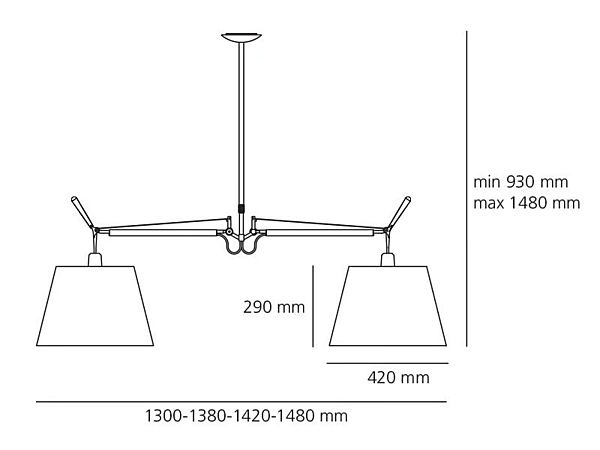 Dimmable Swivel Pendant Lamp Artemide Tolomeo Basculante Due Bracci 0630010A factory Artemide from Italy. Foto №4