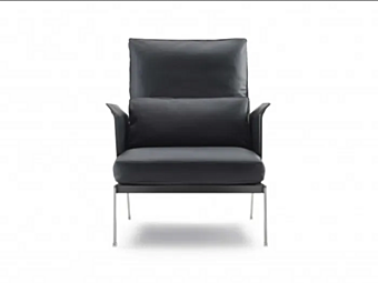 Bergere leather armchair with removable cover and armrests FLEXFORM Happy Hour factory FLEXFORM from Italy