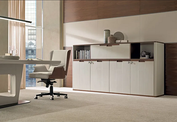 Office storage unit with drawers leather and melamine i 4 Mariani Avatar factory i 4 Mariani from Italy. Foto №4