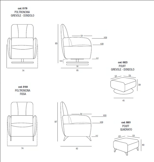 Swivel armchair with armrests honey leather Egoitaliano factory Egoitaliano from Italy. Foto №5