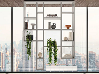 Floating wooden bookcase 30mm LAGO Weightless 2734 2734 factory LAGO from Italy