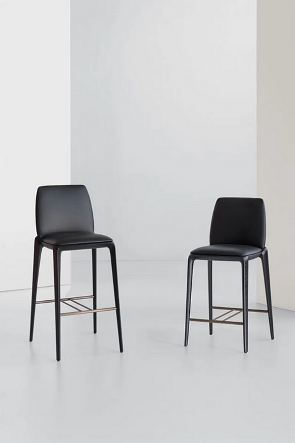 High leather stool with back Potocco Hiru 947 A 947/A factory POTOCCO from Italy. Foto №3