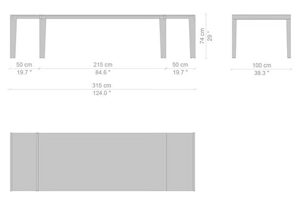 Extending Rectangular MDF Table Longplane CASSINA factory CASSINA from Italy. Foto №26