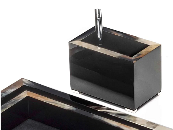 Lacquered wood pen holder with horn inserts ARCAHORN Calipso 5305S 5305S factory ARCAHORN from Italy. Foto №2