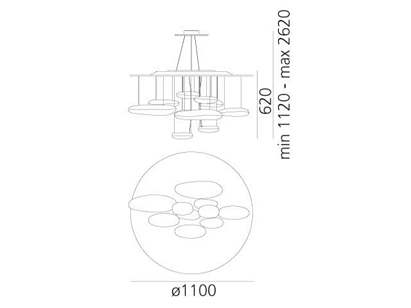 Pendant lamp made of aluminium and ABS Mercury Artemide 1367W10A, 1367110A factory Artemide from Italy. Foto №3