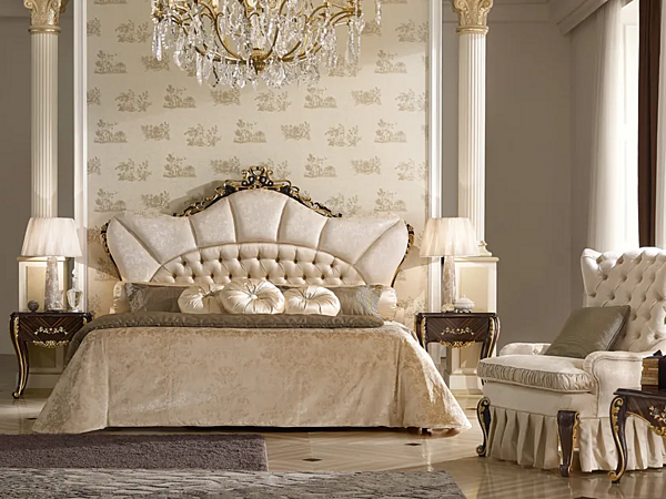 Double bed with upholstered headboard A.R. Arredamenti Ricasoli factory A.R.ARREDAMENTI SRL from Italy. Foto №7